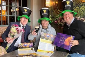 David Ritson and Simon Cotton, organisers of the Harrogate Hospitality and Tourism Awards with Sally Haslewood, Founder and Managing Director of Mumbler