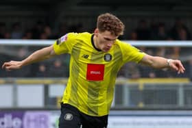 Harrogate Town right-back Toby Sims has last three matches through suspension. Pictures: Matt Kirkham