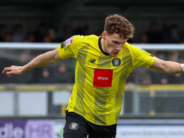 Harrogate Town right-back Toby Sims has last three matches through suspension. Pictures: Matt Kirkham