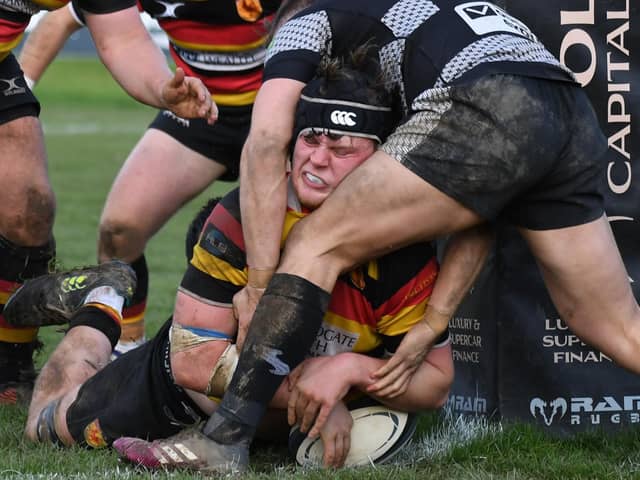 Harrogate RUFC slipped back into the National Two North relegation zone following Saturday's loss on the road at Hull. Picture: Gerard Binks