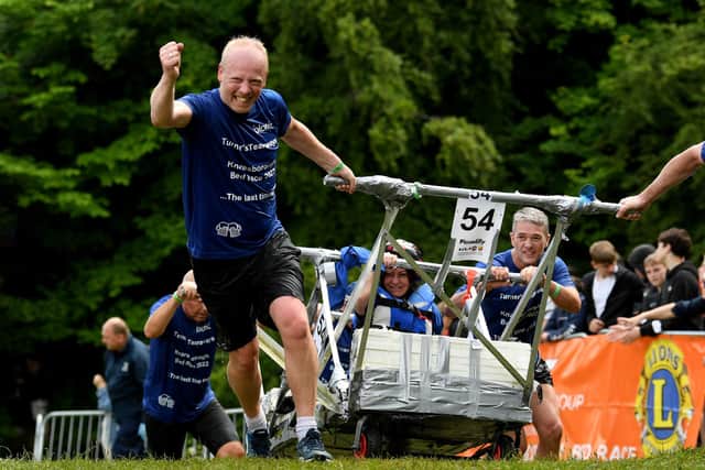 Flashback to 2022 and Knaresborough Bed Race competitors taking their beds across the River Nidd. (Picture by Simon Hulme)