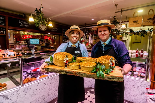 Pictured: Hayley Metcalfe, Manager, with Tom Grange, Assistant Manager at their Ripon butchers shop.
