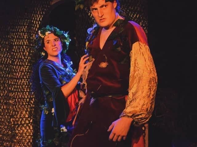 Carole Carpenter and Matthew Weilding as Titania and Oberon King and Queen of the Fairies in Harrogate Dramatic Society's production of The Mechanicals (Photo: Anna Weilding Photography.)