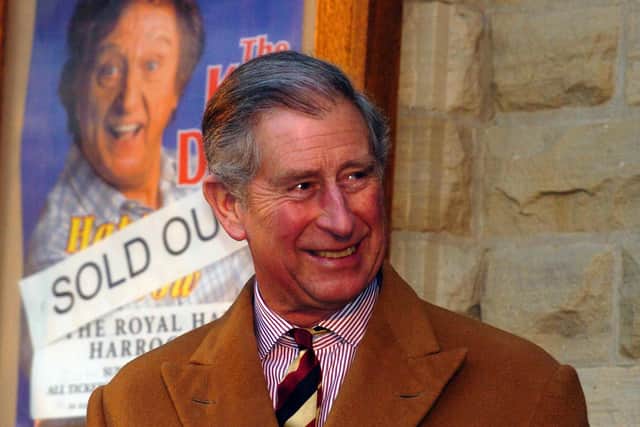How tickled one was to open the refurbished Royal Hall in Harrogate. The Prince of Wales responds to a trad jazz band as he is welcomed to the hall in 2008.