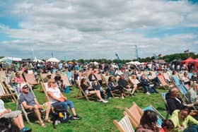 Attendees soak up the sun on The Stray. (Pic credit: Stephen Midgely Breakpoint Media / Harrogate Food and Drink Festival)