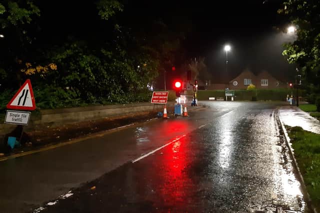 Harrogate  traffic headache - Delays of up to 20 minutes were reported when the temporary traffic lights appeared last night from at 8pm at the junction of Forest Lane, Bogs Lane and Starbeck High Street. (Picture Graham Chalmers)