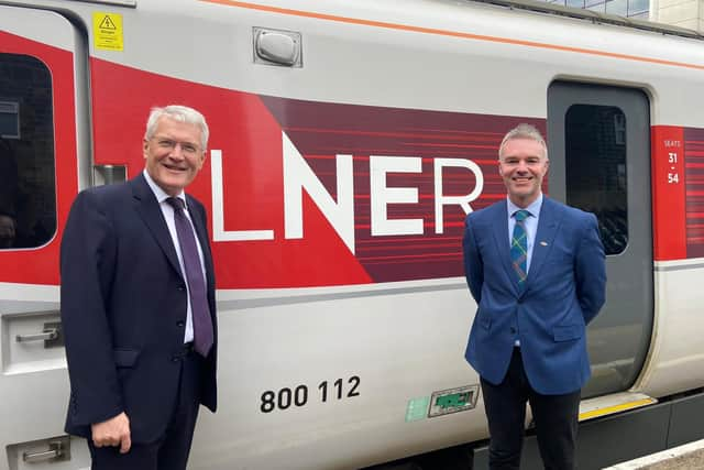 Harrogate and Knaresborough MP Andrew Jones met with David Flesher, Commercial Director at LNER, to talk about London services and the upgrades. (Picture contributed)