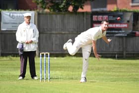 Jarrod McPhee bowling for Goldsborough CC during his side's Division One clash with Killinghall. Pictures: Gerard Binks