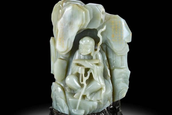 A Chinese Celadon Jade inscribed ‘Luohan’ Boulder, Qianlong – estimate: £70,000-100,000