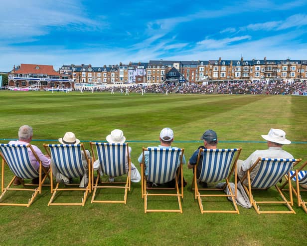 Cricket fans watch Yorkshire CCC play Surrey at Scarborough