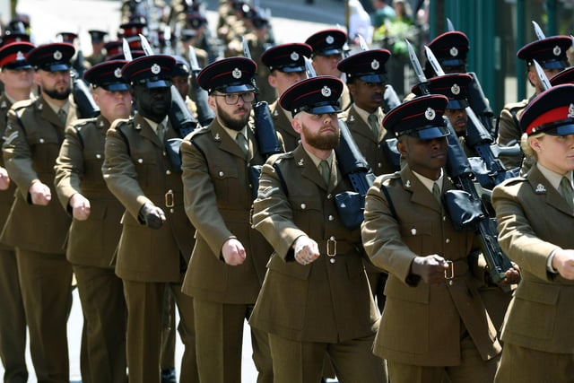 Marching in the parade