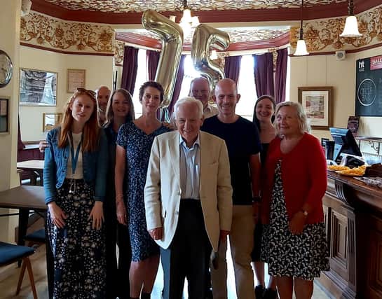Flashback to earlier this month when the late Jim Clark celebrated his 75th birthday with his son and the staff of Harrogate Theatre shortly before his death.