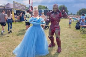 Cinderella and Ironman at the food and drink festival in Harrogate.