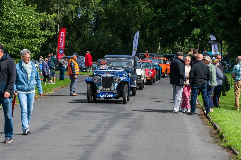 Classic vehicles arriving on site for the start of the show