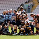 Ripon RUFC's pack prepare to scrum down during their Papa Johns Community Cup final clash with Wath-upon-Dearne at the home of Darlington Mowden Park. Picture: Submitted