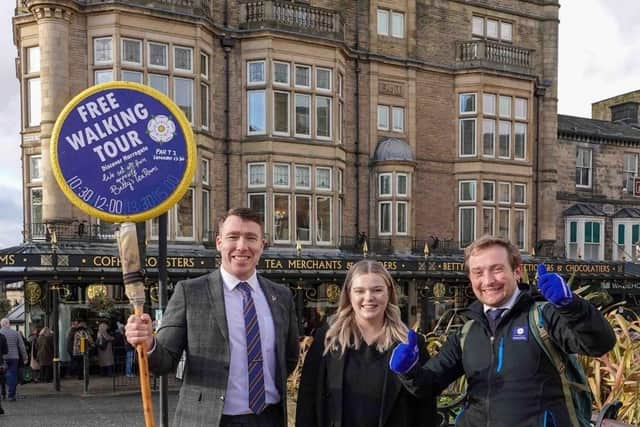 New event - Harrogate BID Manager Matthew Chapman , Bethany Allen, Marketing and Business Executive at Harrogate BID, and Harry Satloka of Harrogate Free Walking Tour.