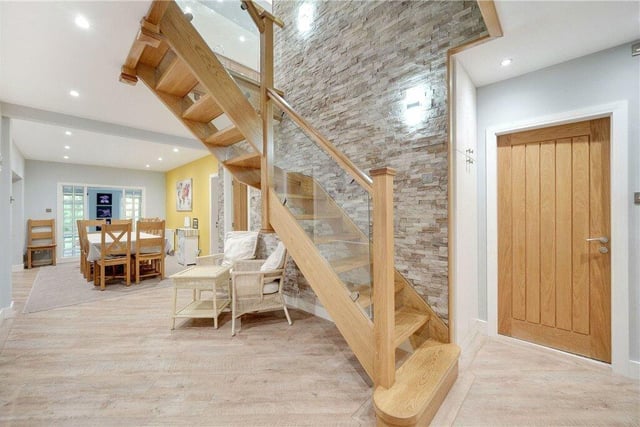 The oak and glazed staircase is a feature within the property.