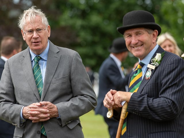 HRH The Duke of Gloucester having a tour of the showground with Great Yorkshire Show Director Charles Mills
