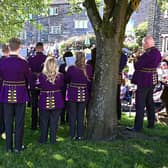Brighouse and Rastrick Brass Band performing in Dobcross earlier this year