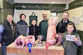 Pictured: Kendall's Farm Butchers with the young champion handlers and their prime homebred lambs.