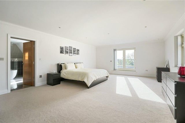 One of the spacious bedrooms, with an en suite facility.