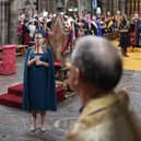 Penny Mordaunt holds the Swords of State at the coronation ceremony of King Charles III and Queen Camilla in Westminster Abbey, London. Picture: Jonathan Brady/PA Wire