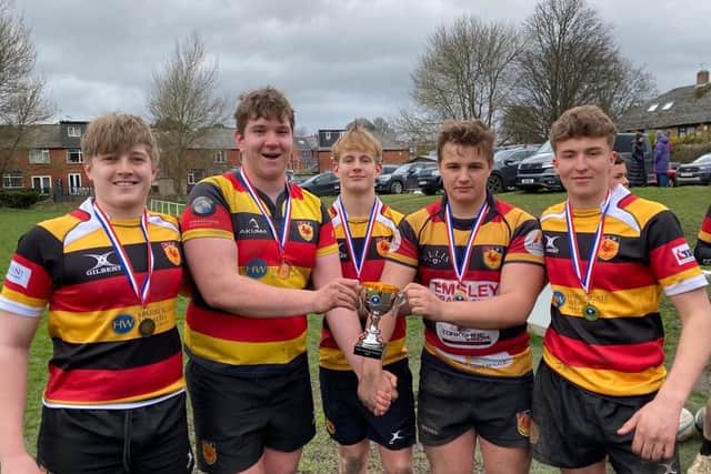 Players from Harrogate RUFC under-16s' Yorkshire Plate-winning side.