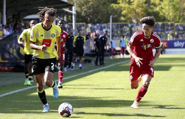 Miles Welch-Hayes in action for Harrogate Town against Crawley. Picture: Craig Galloway