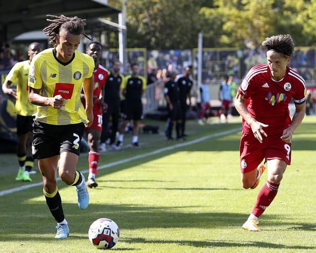 Miles Welch-Hayes in action for Harrogate Town against Crawley. Picture: Craig Galloway