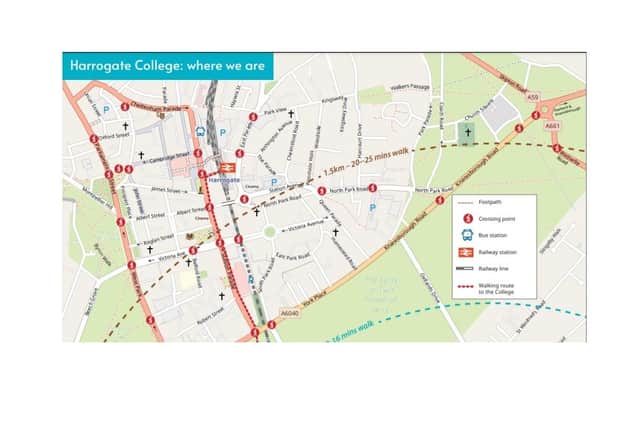 The college produced a map to encourage walking and cycling