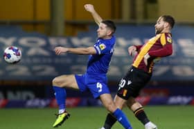 Harrogate Town skipper Josh Falkingham in action during Thursday night's League Two defeat at Bradford City. Pictures: Matt Kirkham