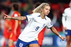 Rachel Daly from Harrogate celebrates after scoring to help the England Lionesses beat China 6-1 at the Women's World Cup