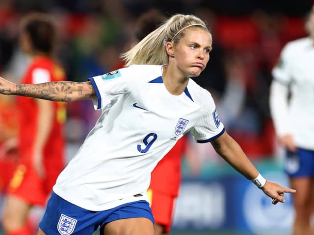 Rachel Daly from Harrogate celebrates after scoring to help the England Lionesses beat China 6-1 at the Women's World Cup