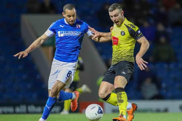 Jack Muldoon netted a stoppage-time winner to seal a 4-3 victory for Harrogate Town they last time they visited Chesterfield. Picture: Matt Kirkham