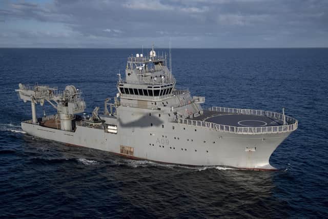 The Royal New Zealand Navy’s dive, hydrographic and salvage vessel HMNZS Manawanui pictured at sea.