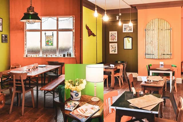 The upstairs space doubles the size of the cafe and has a warm and eclectic design.