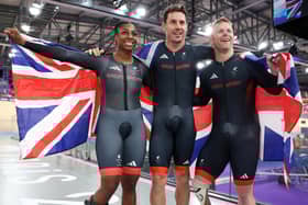 Kadeena Cox, Jaco van Gass and Jody Cundy of Great Britain have won the C1-5 750m Team Sprint Final at the Paralympic Games