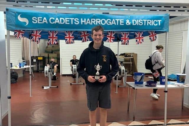 First Cadet Oscar with his sailing competition winners trophy