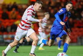 Harrogate Town midfielder Levi Sutton was one of the stand-out performers during Tuesday night's 2-0 success at Doncaster Rovers. Pictures: Matt Kirkham