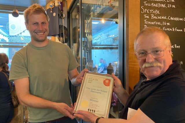 Allan Gauld, chairman of the Harrogate and Ripon branch of CAMRA, pictured right, at the popular Little Ale House in Harrogate which was named its Pub of the Year 2022.