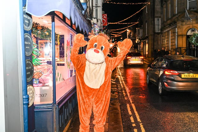 Rudolph the red nosed reindeer was busy entertaining shoppers on the streets saying hello to visitors.