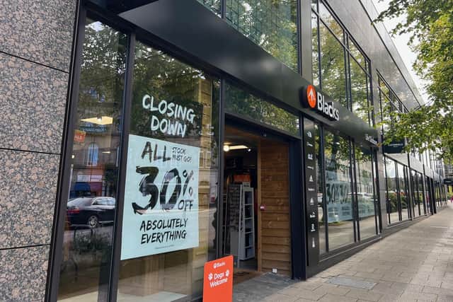 Located at 47 Station Parade, the signs have appeared on the window of Blacks outdoors store in Harrogate which specialises in outdoor clothing, equipment and camping equipment. (Picture contributed)