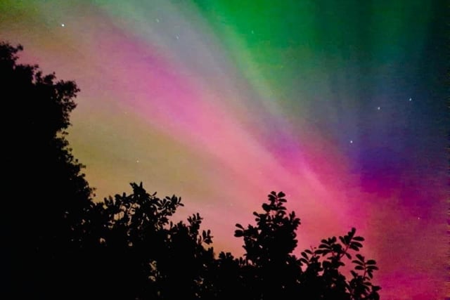 The stunning northern lights dazzling skies above Green Hammerton on Friday evening