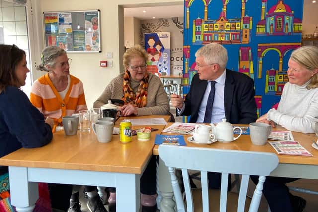 Harrogate and Knaresborough MP Andrew Jones visiting Harrogate Pumping Marvellous last week; a community group which supports people diagnosed with heart failure. (Picture contributed)