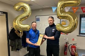 Andy Fazal, an Aldi colleague in Harrogate, celebrates 25 years with the supermarket.