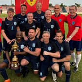 The Harrogate Veterans FC contingent of the England squad that won the 2024 Seniors World Cup in Thailand. Manager Paul Bell is pictured far right. Pictures: Submitted