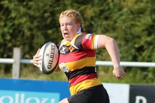 Sarah Foster on the charge for Harrogate RUFC Ladies. Picture: Tim Nunan