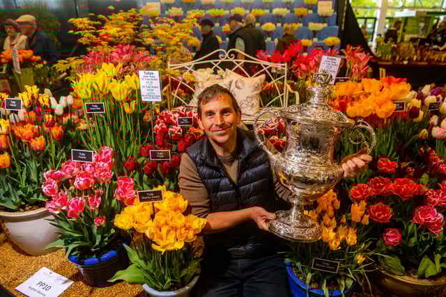 Mathew Smith, of Brighter Blooms in Preston, with his stunning display of Tulips that won Best in Show at the Harrogate Spring Flower Show 2025
