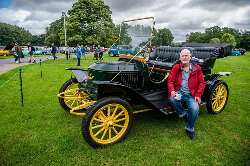John Rhodes, of Doncaster, with his 1911 Stanley steam car