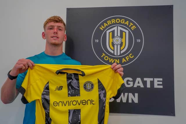 Centre-half Bobby Faulkner became Harrogate Town's seventh signing of the summer when he joined on loan from Doncaster Rovers. Picture: Harrogate Town AFC